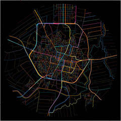 Colorful Map of Karditsa, Thessaly with all major and minor roads.