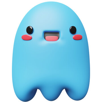 cute blue monster character in 3d render design.