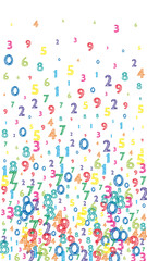 Falling colorful orderly numbers. Math study concept with flying digits.