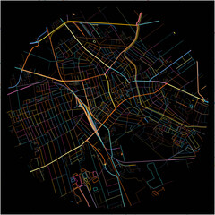Colorful Map of Bekescsaba, Békés with all major and minor roads.