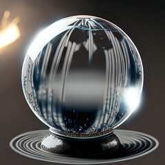 crystal  Ball in blur background view, glass art designs 