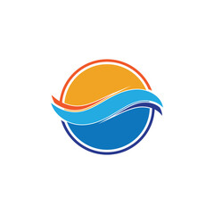 Sea wave logo vector business element and symbol