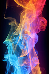 Fototapeta premium Beautiful colorful rainbow smoke on a black background. Abstract gradient opacity. Smoky translucency.