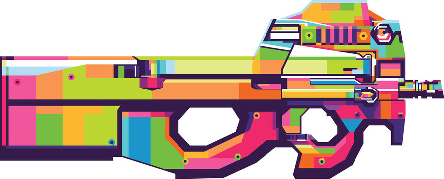 Colorful illustration of P90
