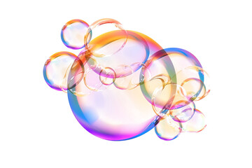 Soap bubble with rainbow colors isolated on transparent background - high quality PNG