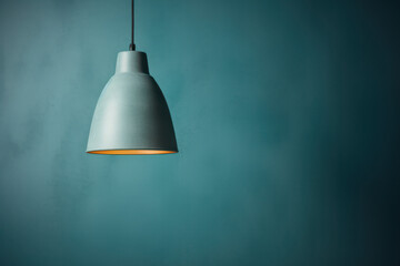 Obraz premium Close up of industrial loft style with lighting ceiling lights, room with walls of concrete slabs