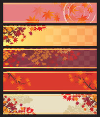 秋の紅葉　和風フレーム枠セット
