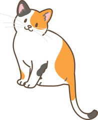 Simple and adorable illustration of calico cat sitting