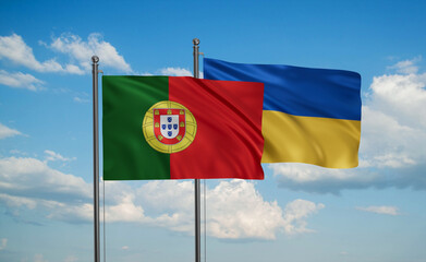 Ukrain and Portugal flag