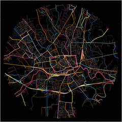 Colorful Map of Treviso, Veneto with all major and minor roads.