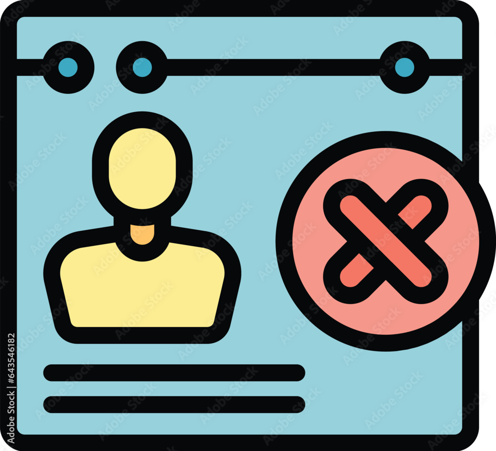 Poster web avatar icon outline vector. social profile. delete computer color flat