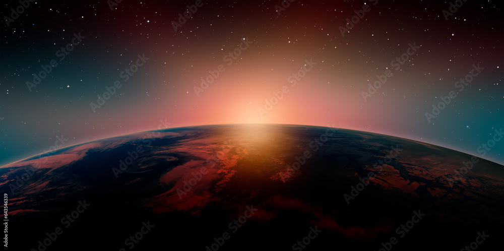 Poster planet earth with a spectacular sunset 