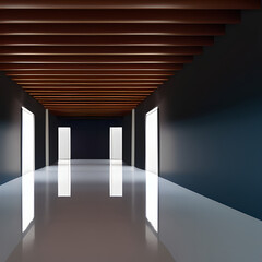 Digital Corridor Design, Contemporary Architectural Corridor