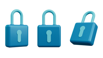 Digital security symbol 3d render isolated, cyber security isolated 3d render