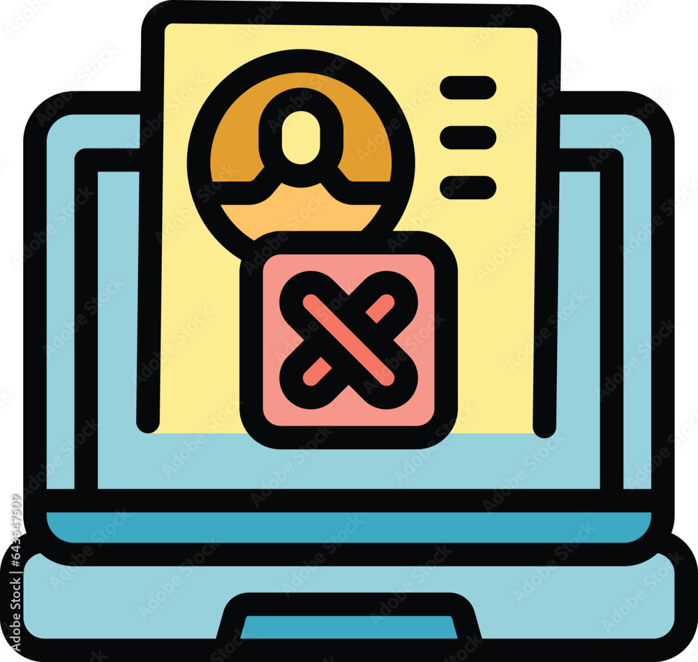 Wall mural laptop account icon outline vector. web deleting. avatar network color flat