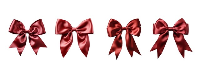 Set of festive red bows. Generative AI technology.