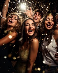 Modern New Year's Eve Party Celebration with Jubilant Individuals. Genretive AI