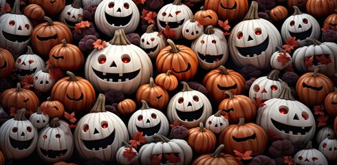 Obraz premium Halloween pumpkins. Harvest for thanksgiving. Generative AI