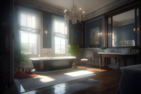 Victorian Style Interior Of Bathroom In Luxury House.