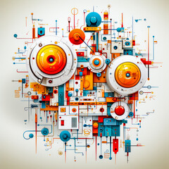 Abstract Concept Design in Colourful Maths Structures Spherical Sculptures Minimalism with Movement Social Network Analysis Digital Art Generative AI Cover Poster