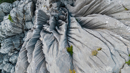 unusual rock formations, pointed, sharp and dangerous area, traces of the glacial period of the Mediterranean region.