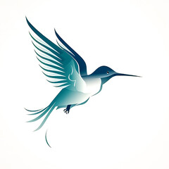 Obraz premium Minimalistic hummingbird logo, flat design, generative AI.
