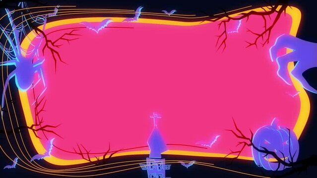 glowing neon background animation for halloween social media content. Scary decoration for title or logo backdrop
