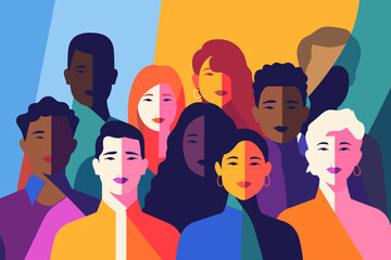 Group diversity silhouette multiethnic people. Community of colleagues or collaborators. Concept of bargain agreement or pact. Collaborate. Co-workers. Harmony. Organization