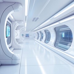  corridor, tunnel in spaceship or future building. Generated AI	