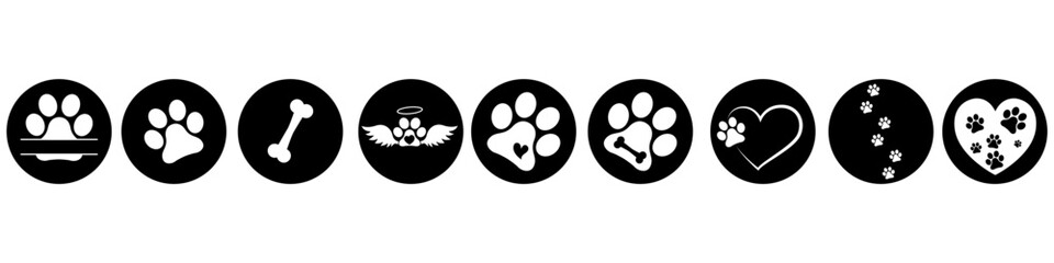 Heart paw icon vector set. Dog paw illustration sign collection. love dog symbol.