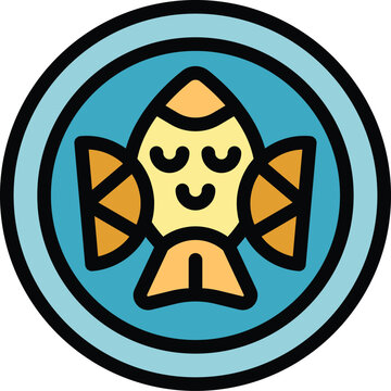 Enzymes atom icon outline vector. Chain structure. Molecule acid color flat
