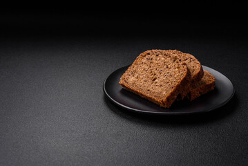Delicious fresh crispy brown bread with grains and seeds