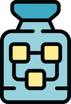 Chemical bottle icon outline vector. Collagen vitamin. Amino peptide color flat