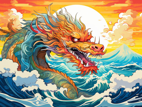 Year of the Dragon, symbol of 2024, painted dragon