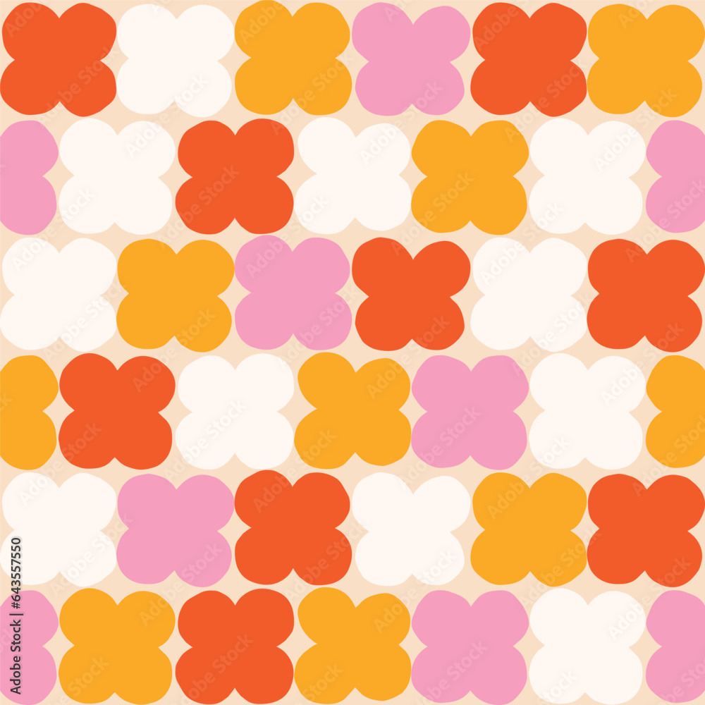 Wall mural Cute and simple repeated shapes pattern. Vector seamless texture with hand drawn figures. Abstract background