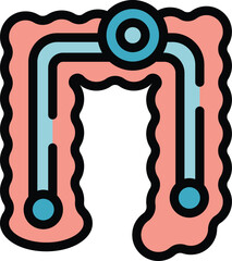 Intern enzymes icon outline vector. Amino peptide. Structure chain color flat