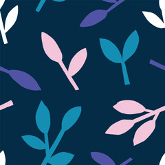 Beautiful seamless pattern with cut out Leaves. Vector botanical texture. Minimalistic natural background
