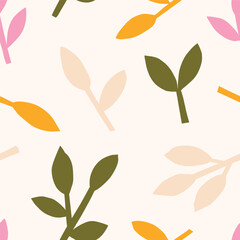 Beautiful seamless pattern with cut out Leaves. Vector botanical texture. Minimalistic natural background
