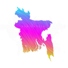 Bangladesh map in colorful halftone gradients. Future geometric patterns of lines abstract on white background. Vector illustration EPS10.