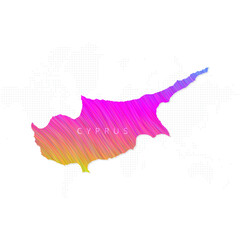 Cyprus map in colorful halftone gradients. Future geometric patterns of lines abstract on white background. Vector illustration EPS10.