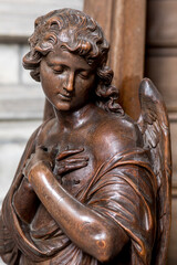 St James's catholic church, Antwerp, Belgium. Detail of an angel statue.