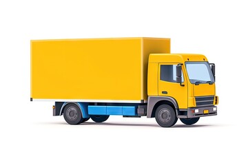 On road to delivery. Blank cargo truck illustration on white background isolated. Logistics in miniature. Commercial freight vehicle. Trucking business symbol. Model truck in transit