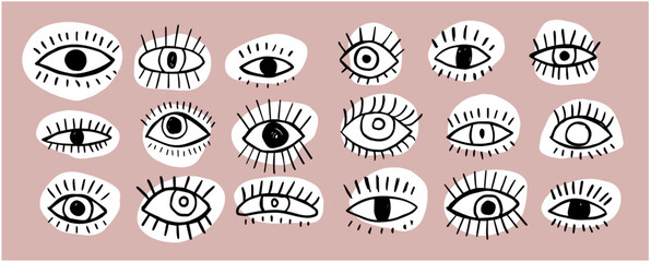 Boho doodle hand drawn eyes set  © Lisa