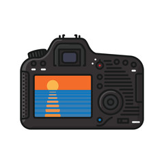 Digital camera back side isolated vector illustration for Nature Photography Day on June 15