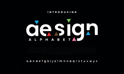 Fototapeta Modern abstract digital alphabet font. Minimal technology typography, Creative urban sport fashion futuristic font and with numbers. vector illustration
 obraz