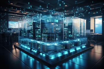 Data center and Server room. Technology background. Generative AI