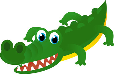 Naklejka premium cartoon american happy and funny tropical alligator crocodile isolated on white background - illustration for children