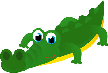 cartoon american happy and funny tropical alligator crocodile isolated on white background - illustration for children