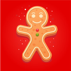 gingerbread man with red backround
