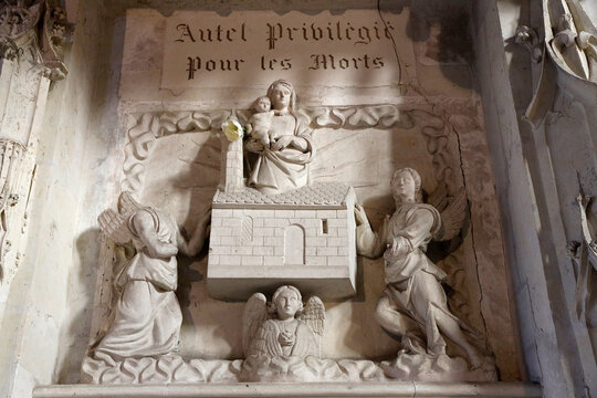 Saint Ours collegiate church, Loches, France. Altar for the dead.